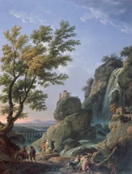 Paysage avec cascade et personnages, 1768